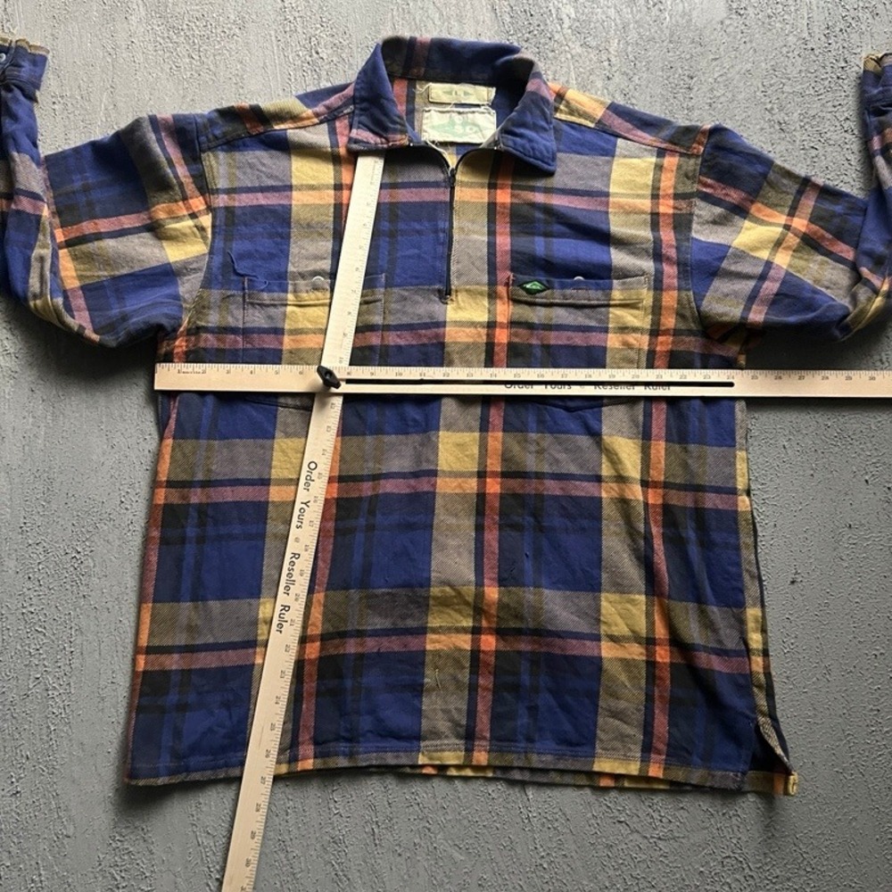 Vintage Quiksilver 1/4 Zip Flannel Shirt Mens Large Blue 1990s Plaid - Picture 4 of 7